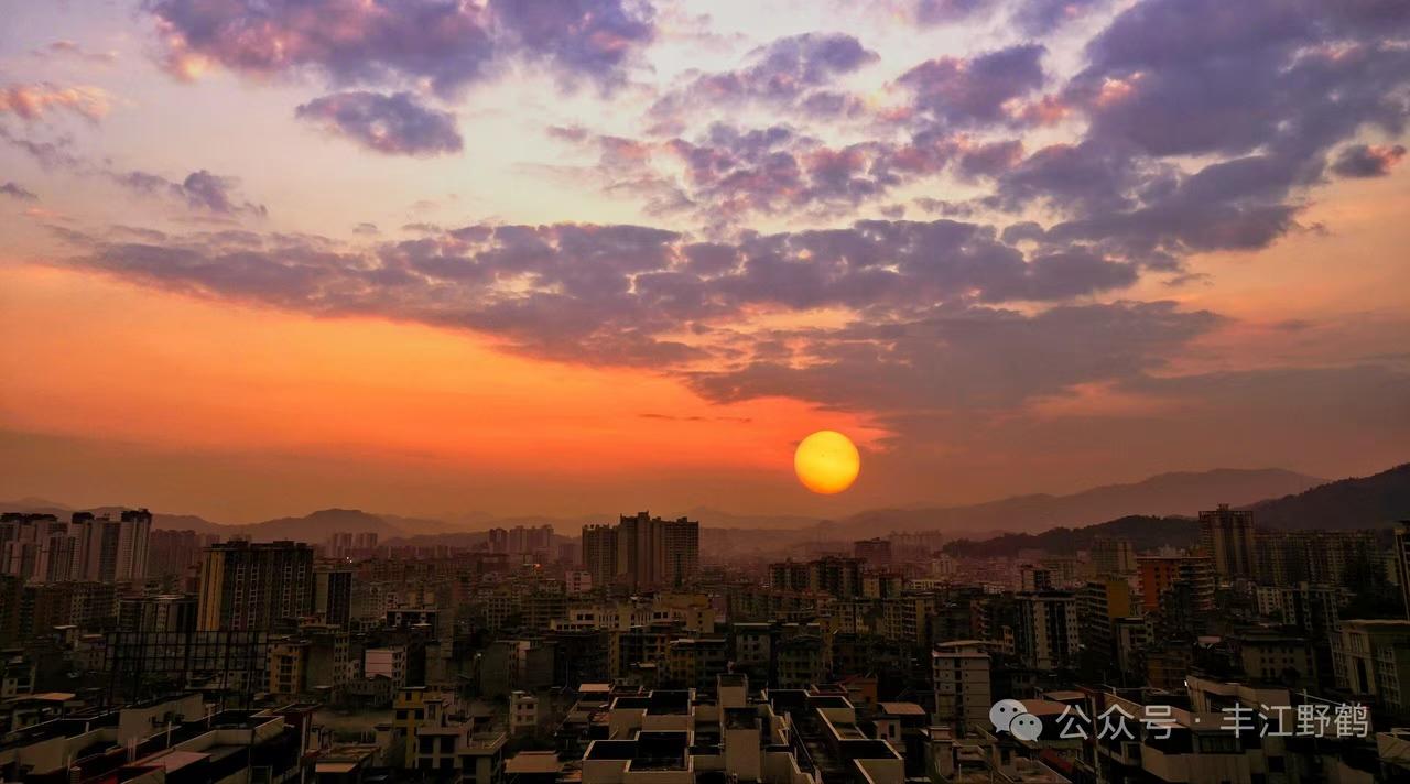 清江引·观日落
万壑熔金暮色换，
云里仙鹤缓。
千峰入画笺，
心静诗思漫。
此般