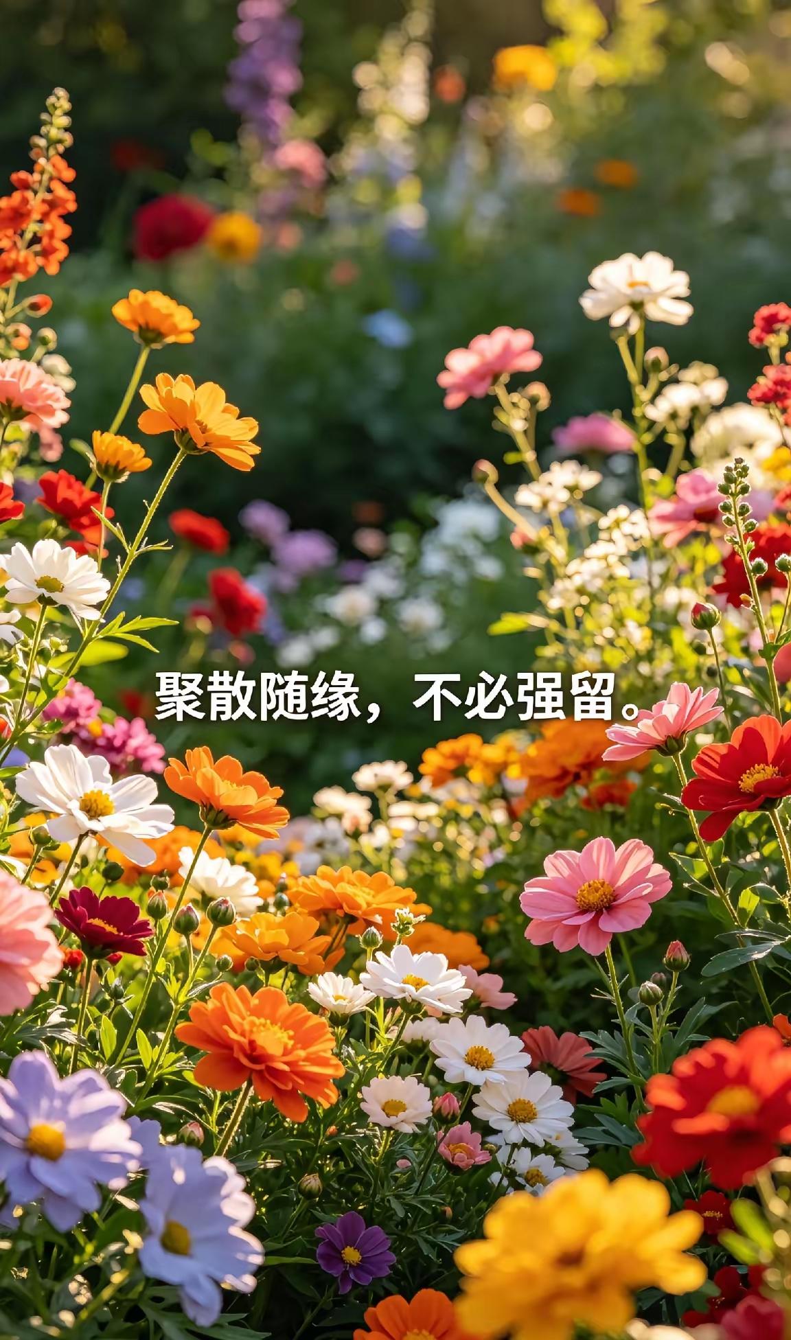 聚散随缘，不必强留。
《庄子》：遇见任何人都不要珍惜，任何人靠近你，只是为了解决