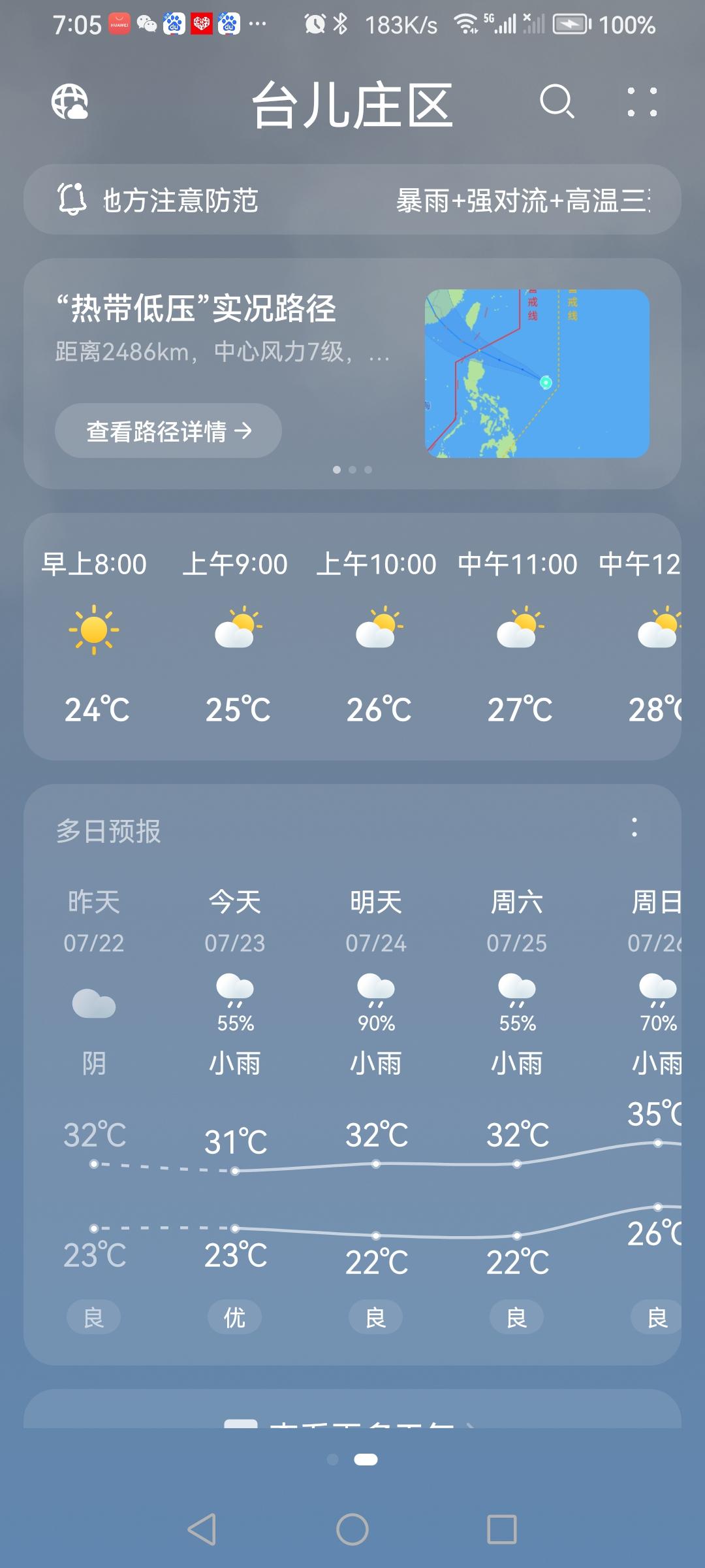 “7.23”星期四，天气预报“小雨”☔️。炎热的盛夏，伏天阴雨潮湿似烝笼。气温2
