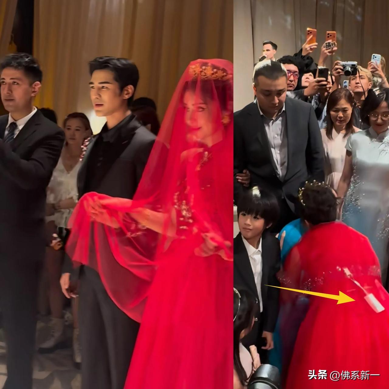 不是，麦迪娜姜潮在新疆婚宴，怎么衣服头纱吊牌都不摘的[捂脸]是啥习俗吗?漂亮的婚