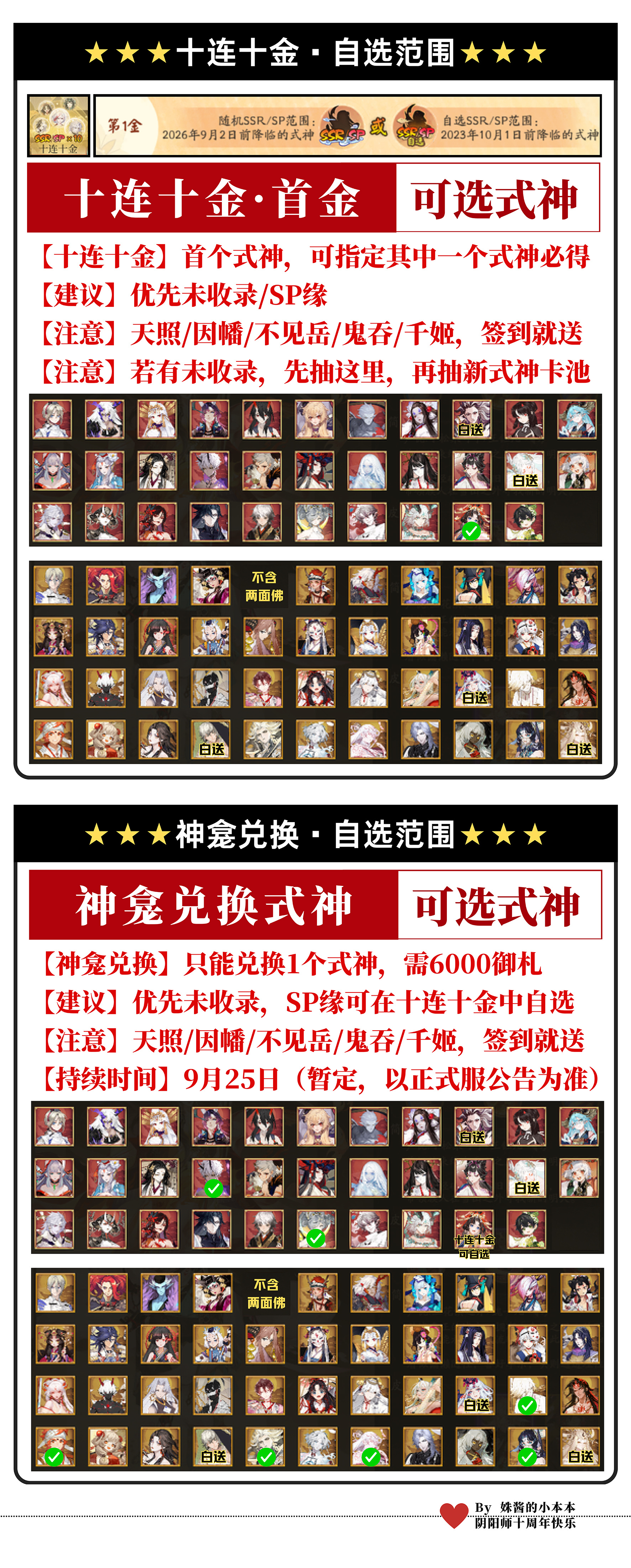 【十周年抽卡】图片版：抽卡讲解+抽卡建议攻略合集+魂玉折扣：网页链接※首黑未收录