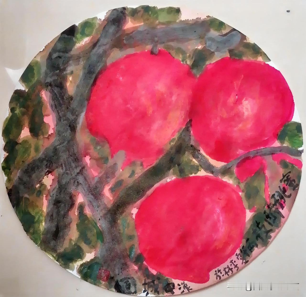 《蜜桃醉枝。西安李林于汉中城固所绘。每日一画。第1609幅》