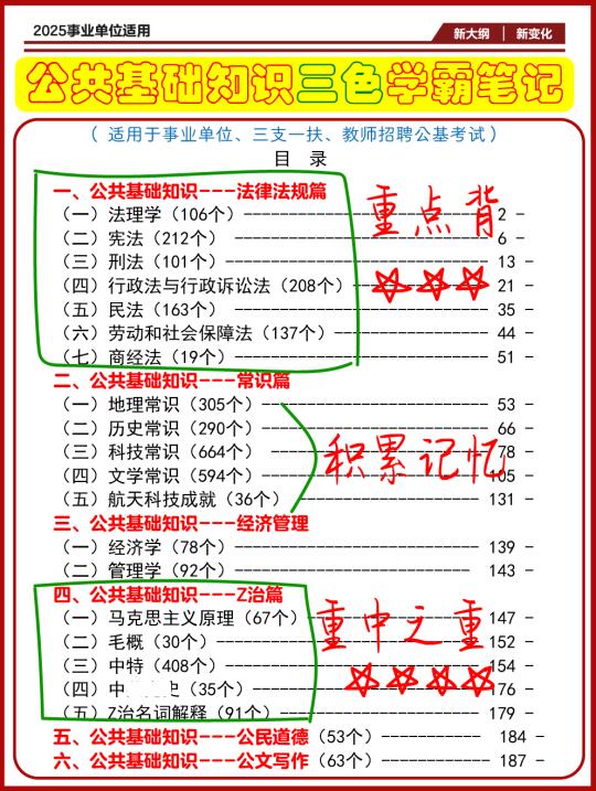 25事业编公基笔记背诵🌈无非这190页