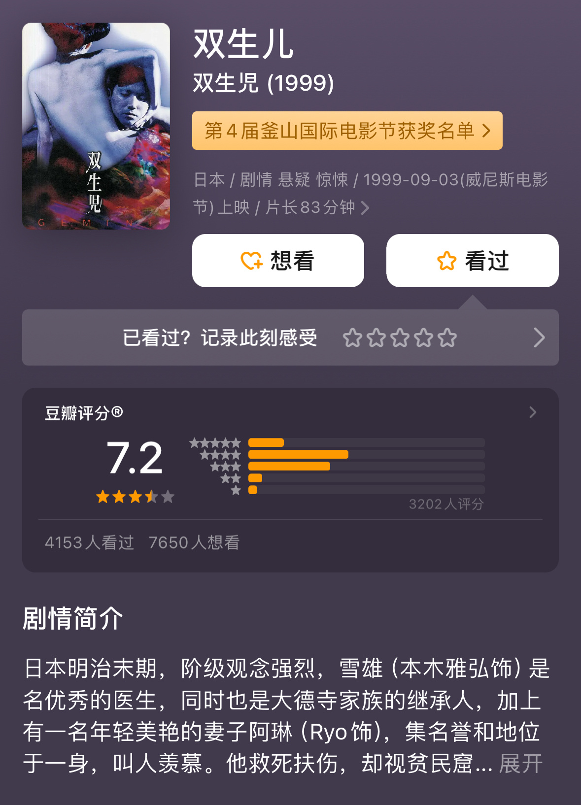 【日影】《双生儿》（1999）👇豆瓣评分7.2 非常不错的一部电影！留言👀 