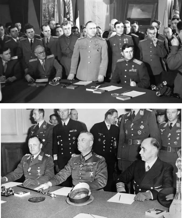 1945年5月8日24时整，柏林郊区卡尔斯霍尔斯特工程学院的会议室，德军最高统帅
