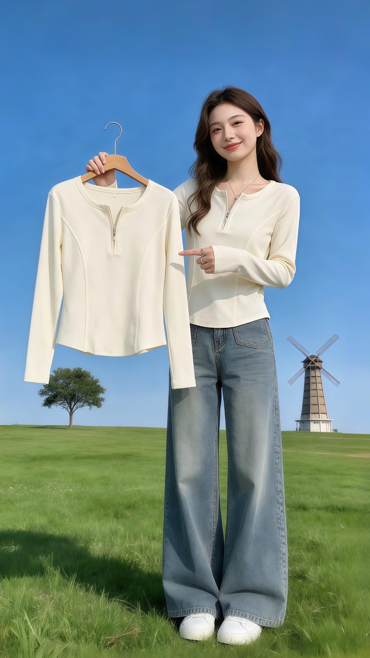 春日出游空气感上衣 早春温柔风穿搭 微胖身材早春也要穿得漂亮 早春基础...