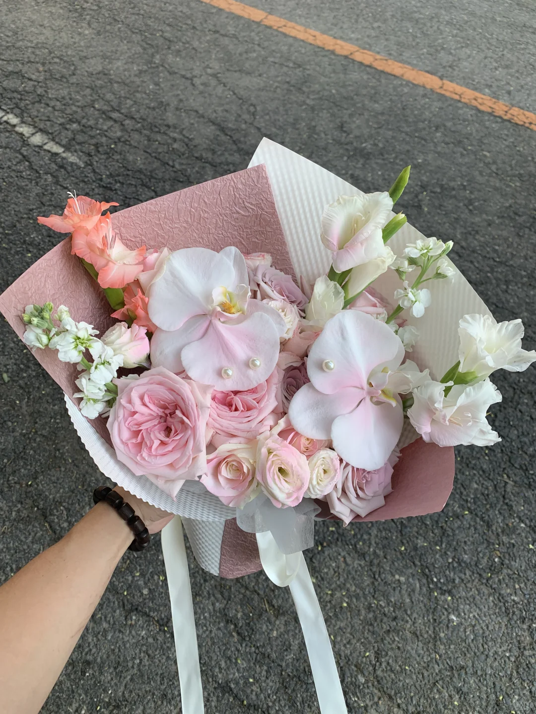 大连花店｜玛卡龙粉色少女系花束💐