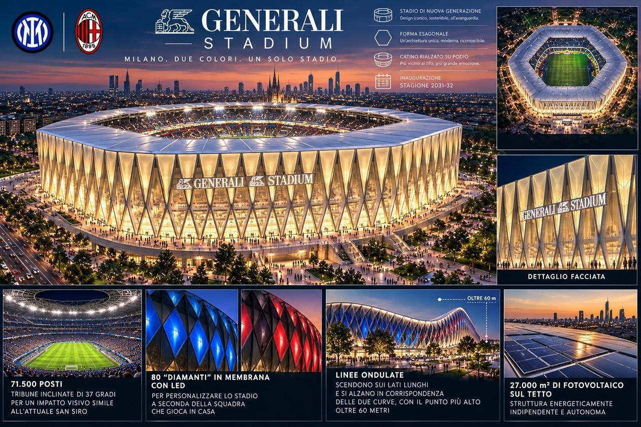 【新球场曝光】新圣西罗球场将被命名为Generali Stadium，忠利保险球