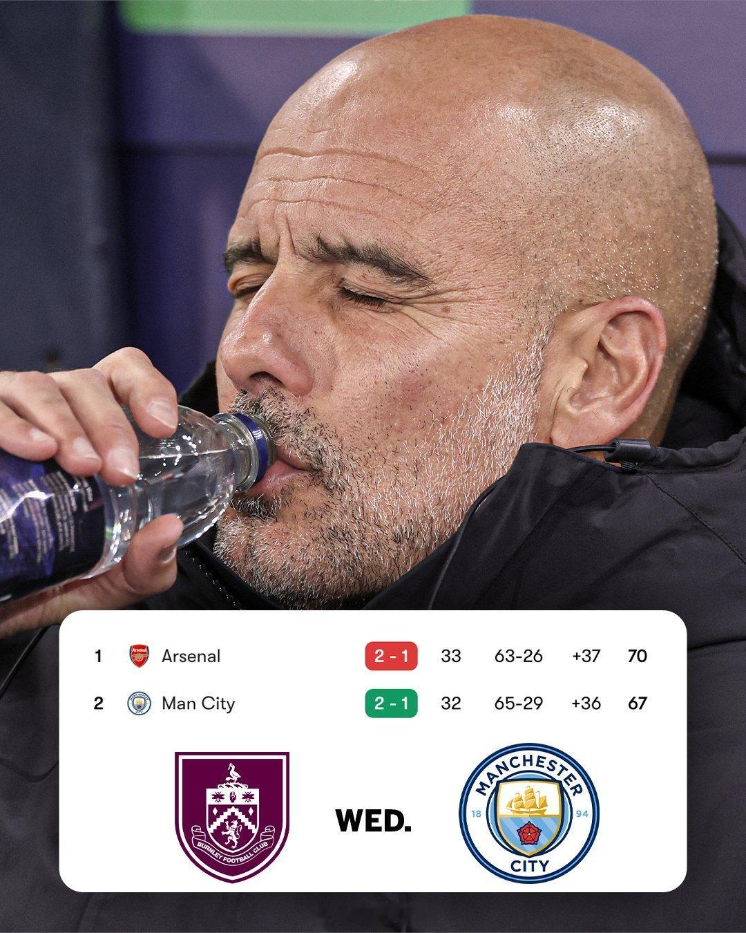 曼城2比1阿森纳 上个月，阿森纳还领先曼城10分😳转眼间，曼城就强势反扑，现在