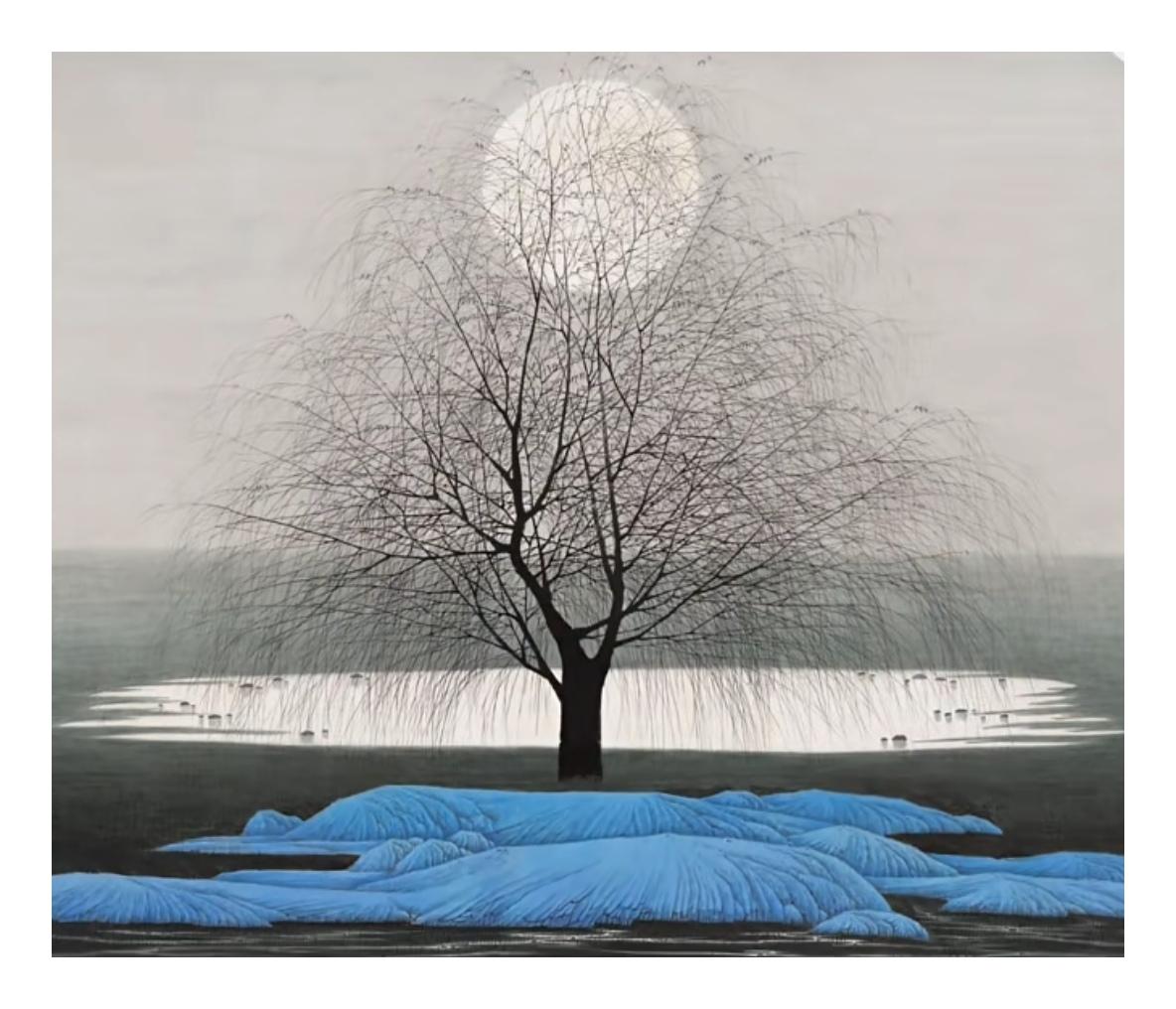 国画·“静”
       梦幻树影与蓝海交织，静谧如梦，唯美如画。