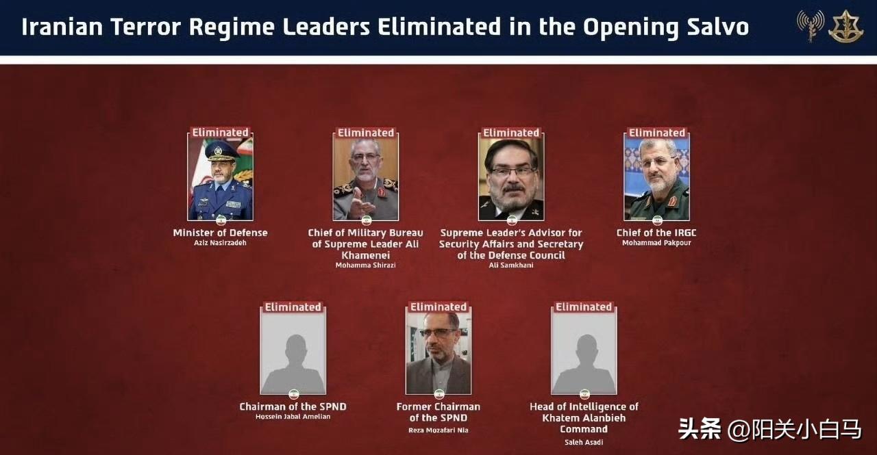 以色列军方发布伊朗高级官员身亡名单，
哈梅内伊的女儿女婿等遇难。