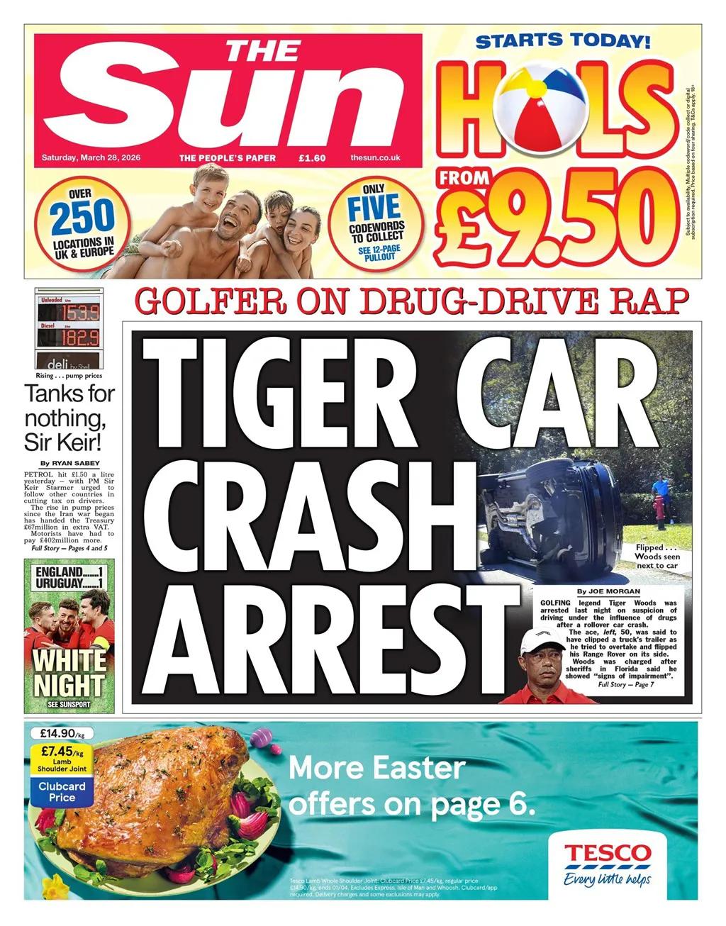 《太阳报》报道，美国高尔夫传奇人物老虎伍兹因涉嫌酒驾在佛罗里达发生车祸被捕。