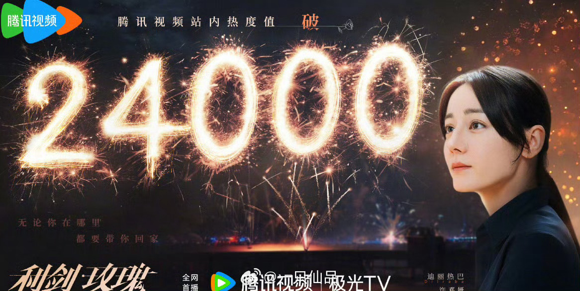 《利剑玫瑰》开播第二天腾讯热度破24000，三平台分流的情况下破的热度，恭喜恭喜