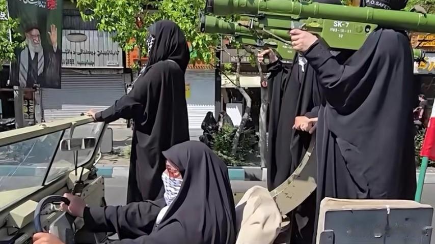 伊朗女兵万众一心、士气高昂，以钢铁意志展现捍卫国家主权、反抗外来侵略的坚定决心。