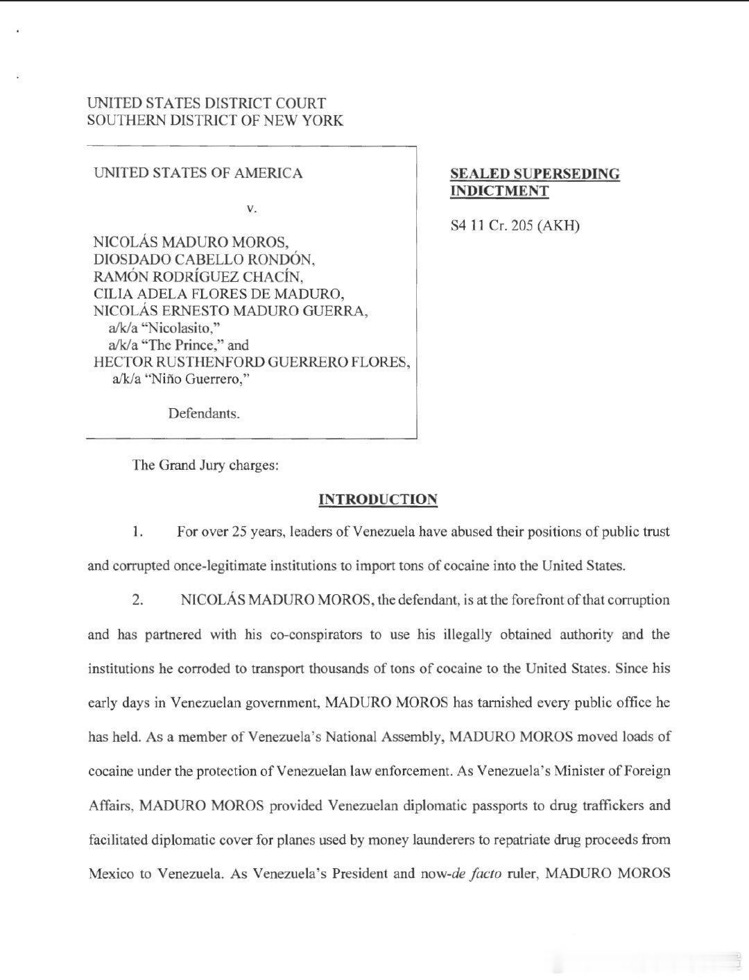 马杜罗的罪名已安好。委内瑞拉