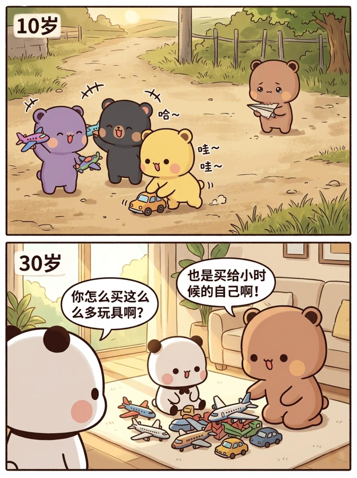 成年后的偏爱，一半给孩子，一半给自己。