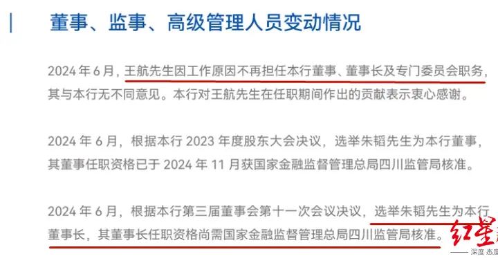 四川新网银行高层洗牌，王航不再任董事长，朱韬拟接棒