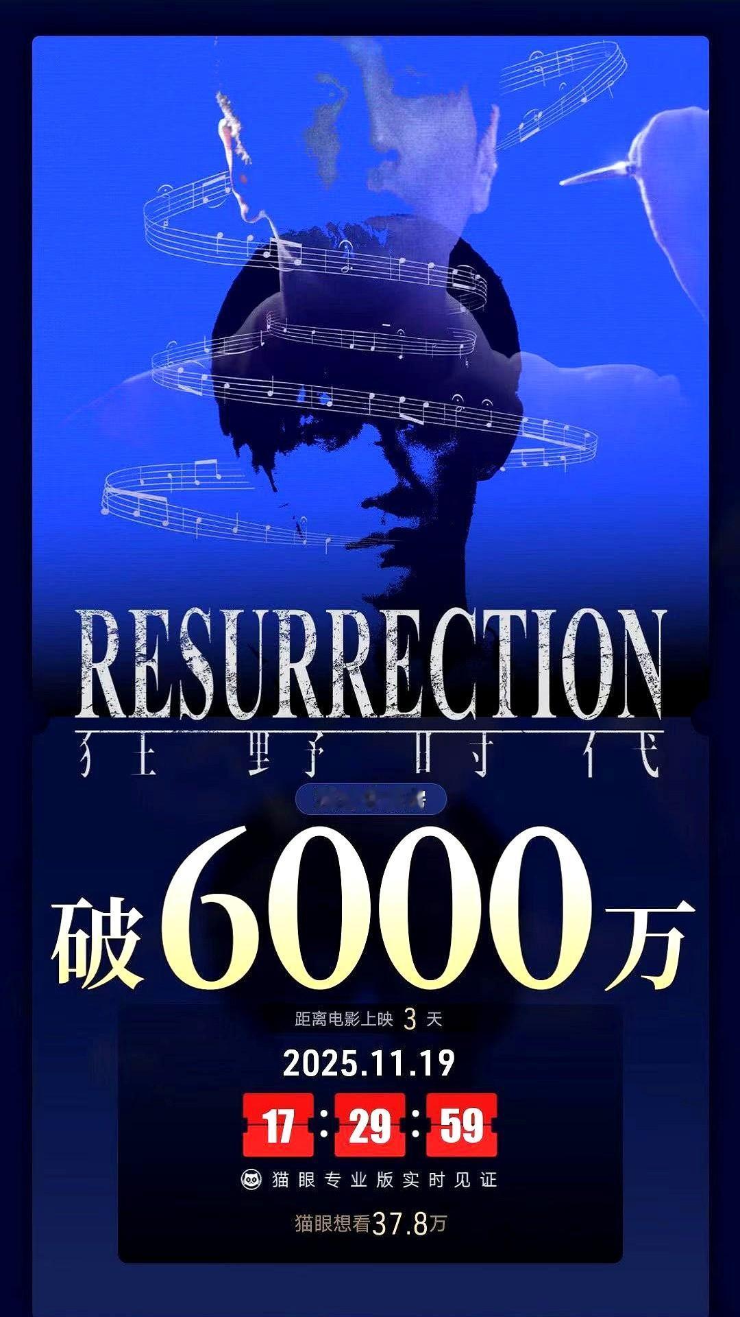 《狂野时代》在上映还有3天的情况下，预售票房突破了6000万。

这成绩够亮眼，