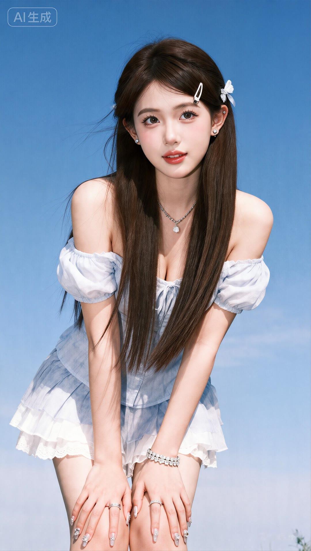 碧空如洗，美人如画。