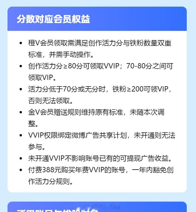 创作活力分 近期微博创作活力分规则迎来重大调整，直接关联橙 V、金 V 账号的会