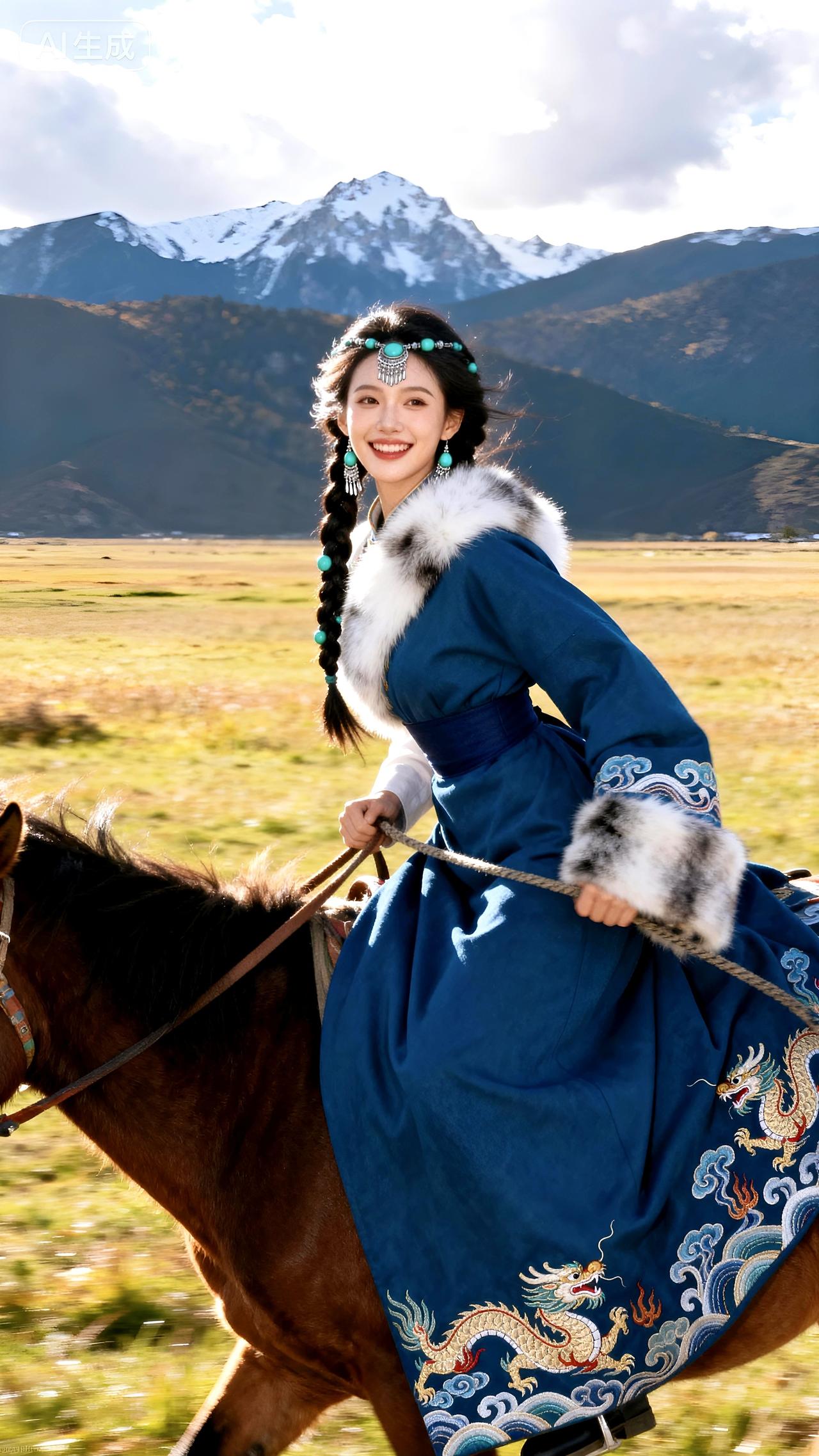 风裹着光往我怀里撞，跑起来时头发丝都在发亮，可我攥着缰绳总慌——怕这热闹太轻，一