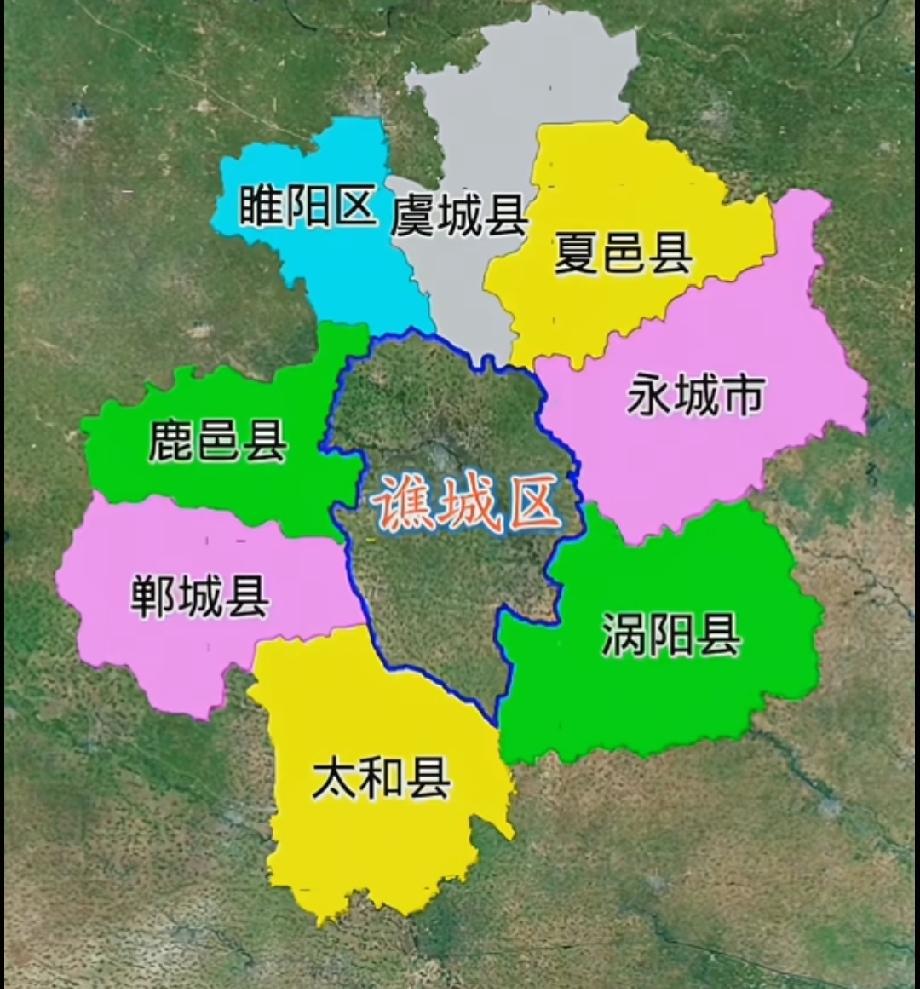 谯城区的邻居还真不少来，共与8个县区接壤，其中河南省就占了6个，依次是周口的郸城
