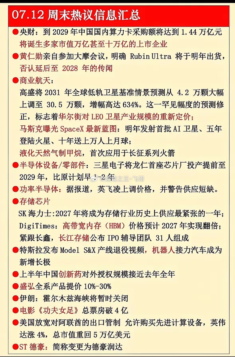 7月12日周末划重点！算力芯片大爆发，马斯克火星梦起飞，这波科技红利别错过哦～7