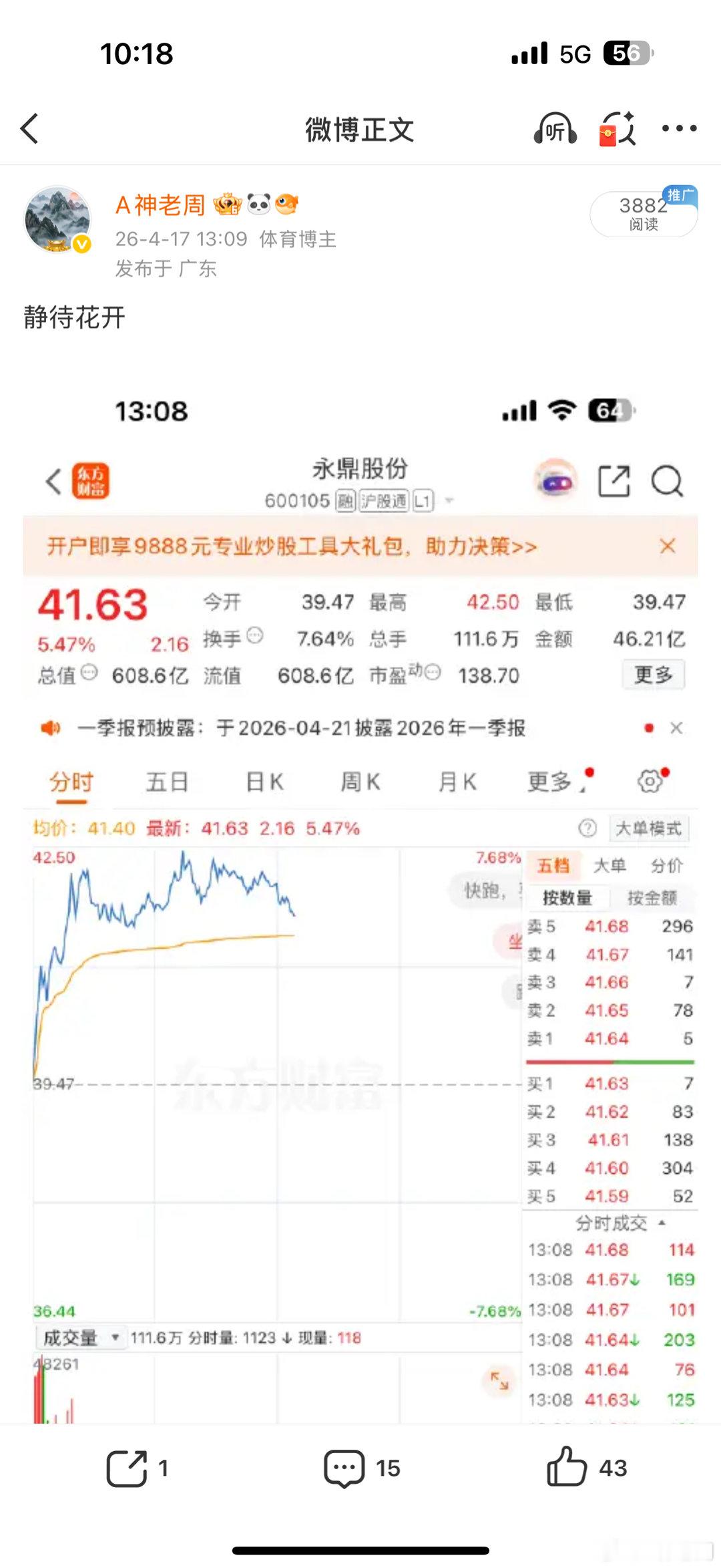 上周五推荐的$永鼎股份 sh600105$ 你们有没有吃到肉，就问你们牛不牛。股