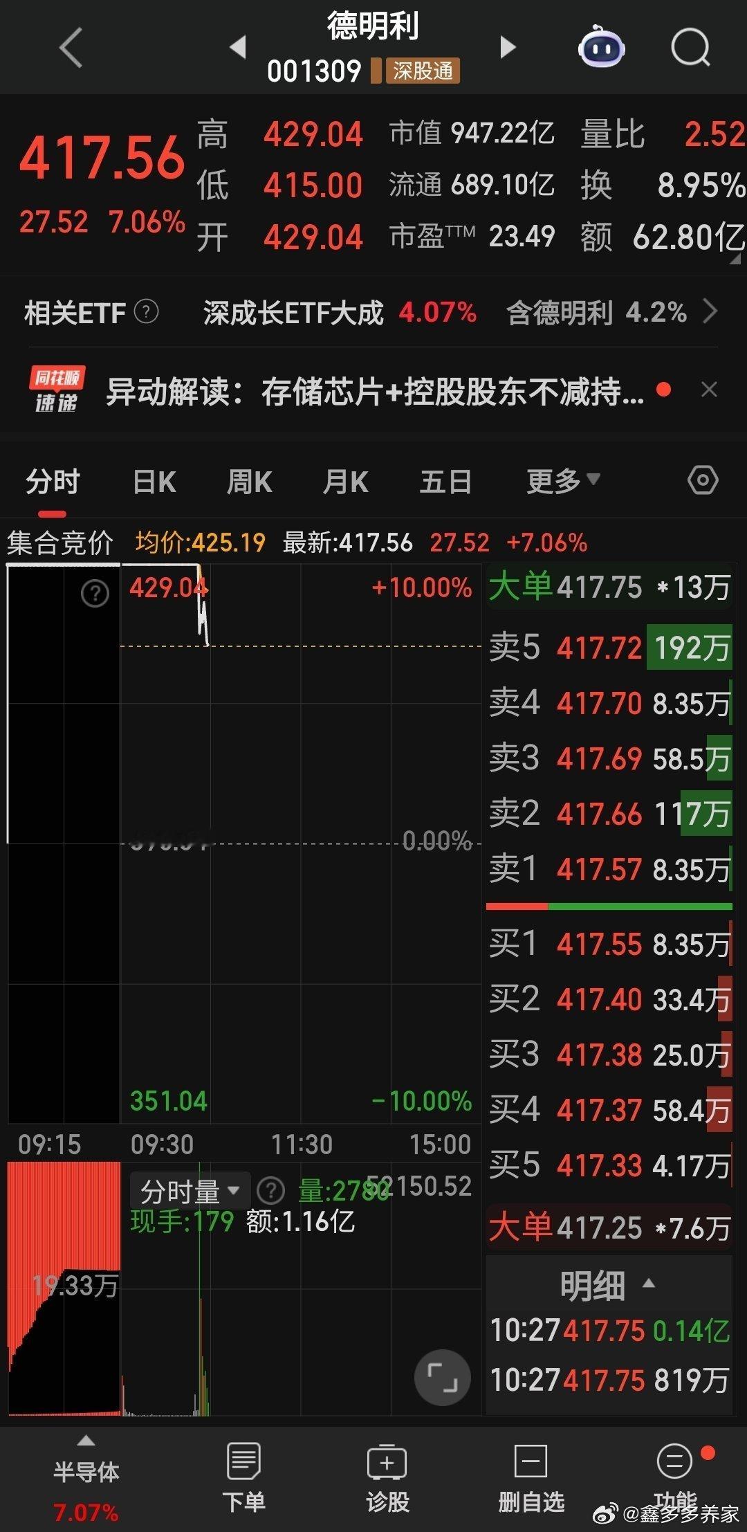 德明利百亿封单都给炸了，干他丫的 