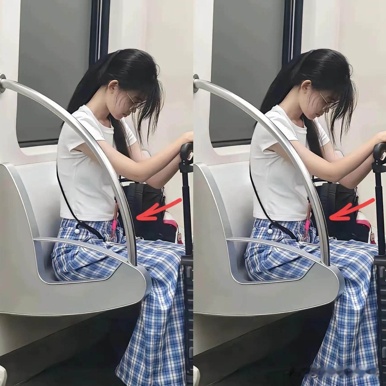 现代社会，年轻人普遍很累，尤其是年轻漂亮的女孩子们

她们背着行李站在地铁里，坐