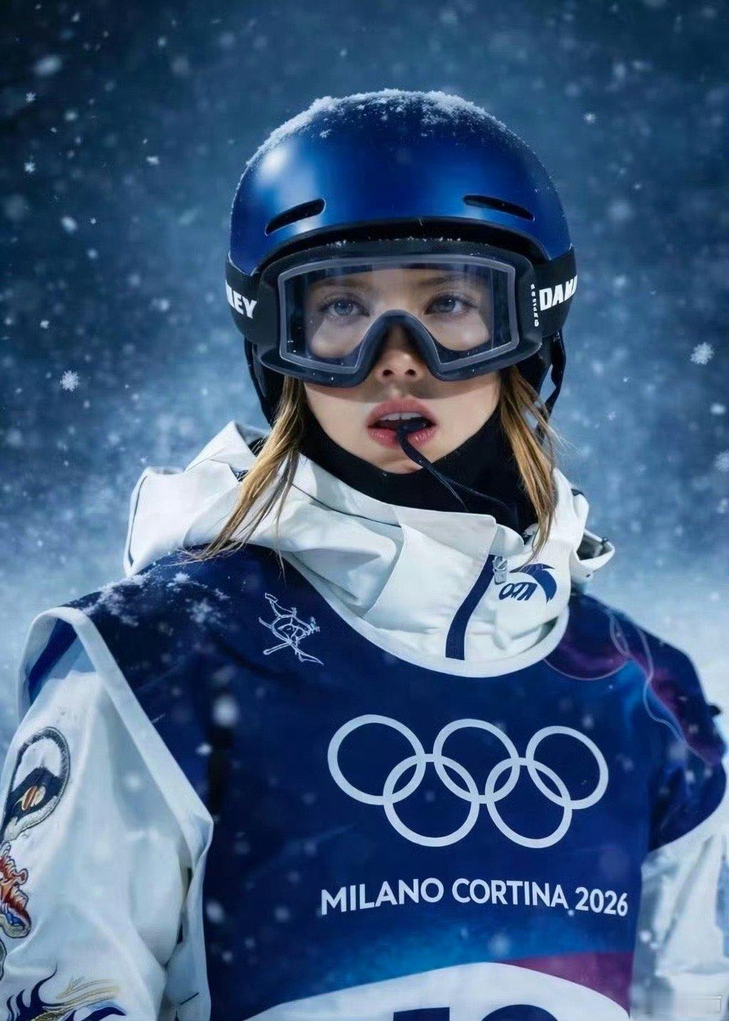 本届冬奥会最佳镜头谷爱凌金牌 头盔落雪，护目镜凝霜，她微张的唇，是在和风雪对话。