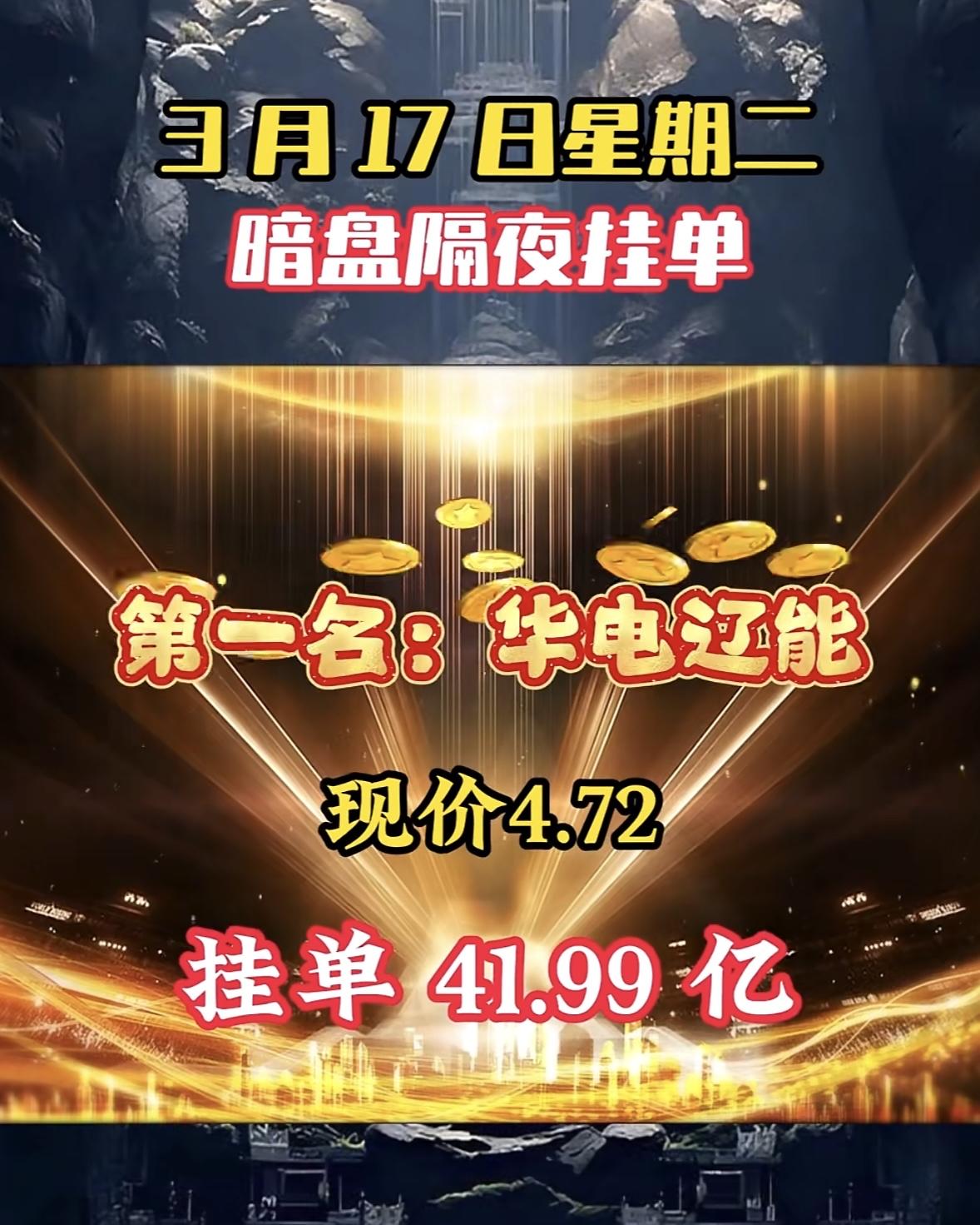 3月17日暗盘隔夜挂单排行榜揭晓

顺钠股份这波操作有点猛啊！现价18.66，居