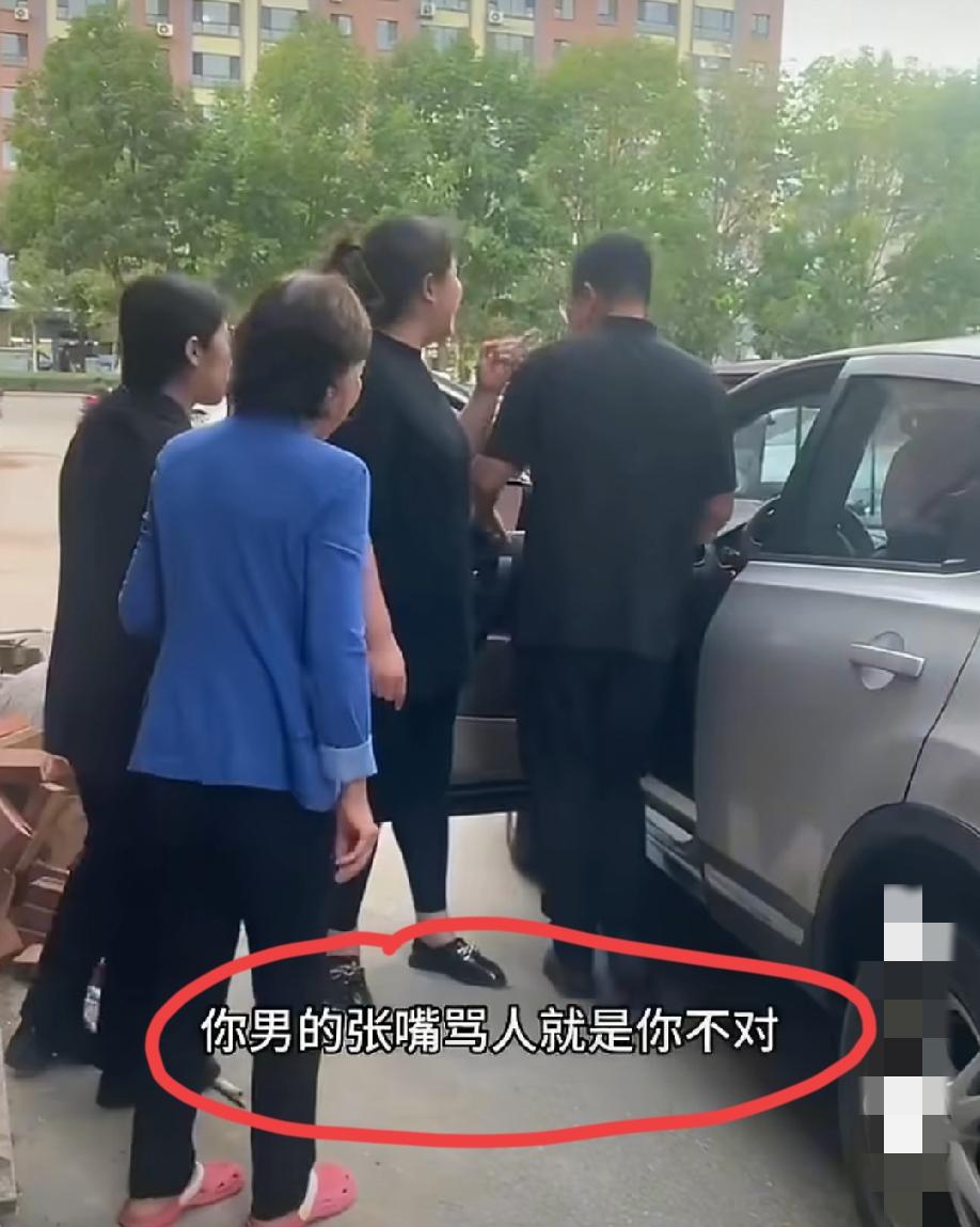 女子驾驶电瓶车和男车主在会车时发生争执，女子说男的“骂人了”，堵住车门对着男的一