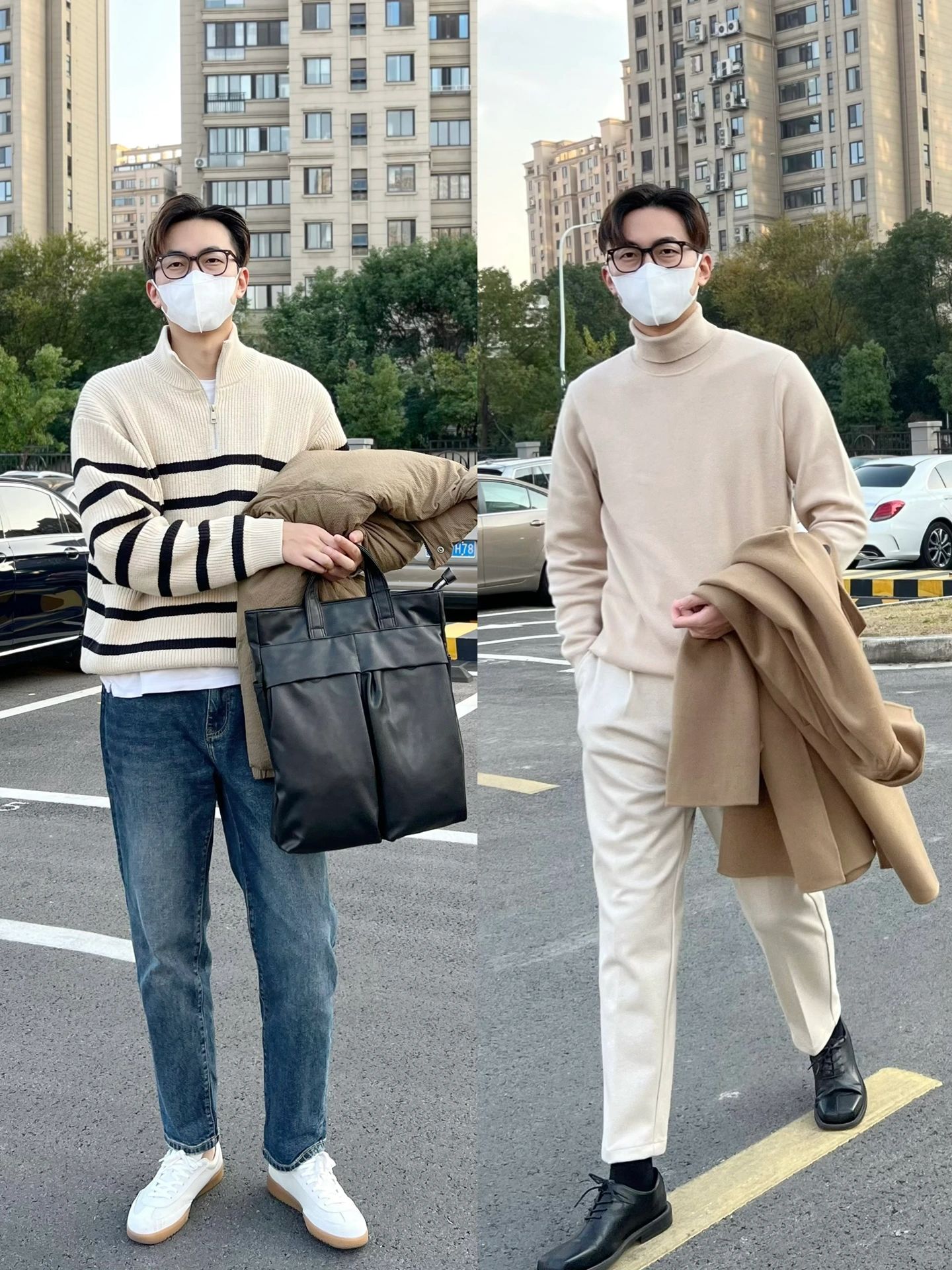 2️⃣适合25-35岁男生的秋冬通勤毛衣穿搭