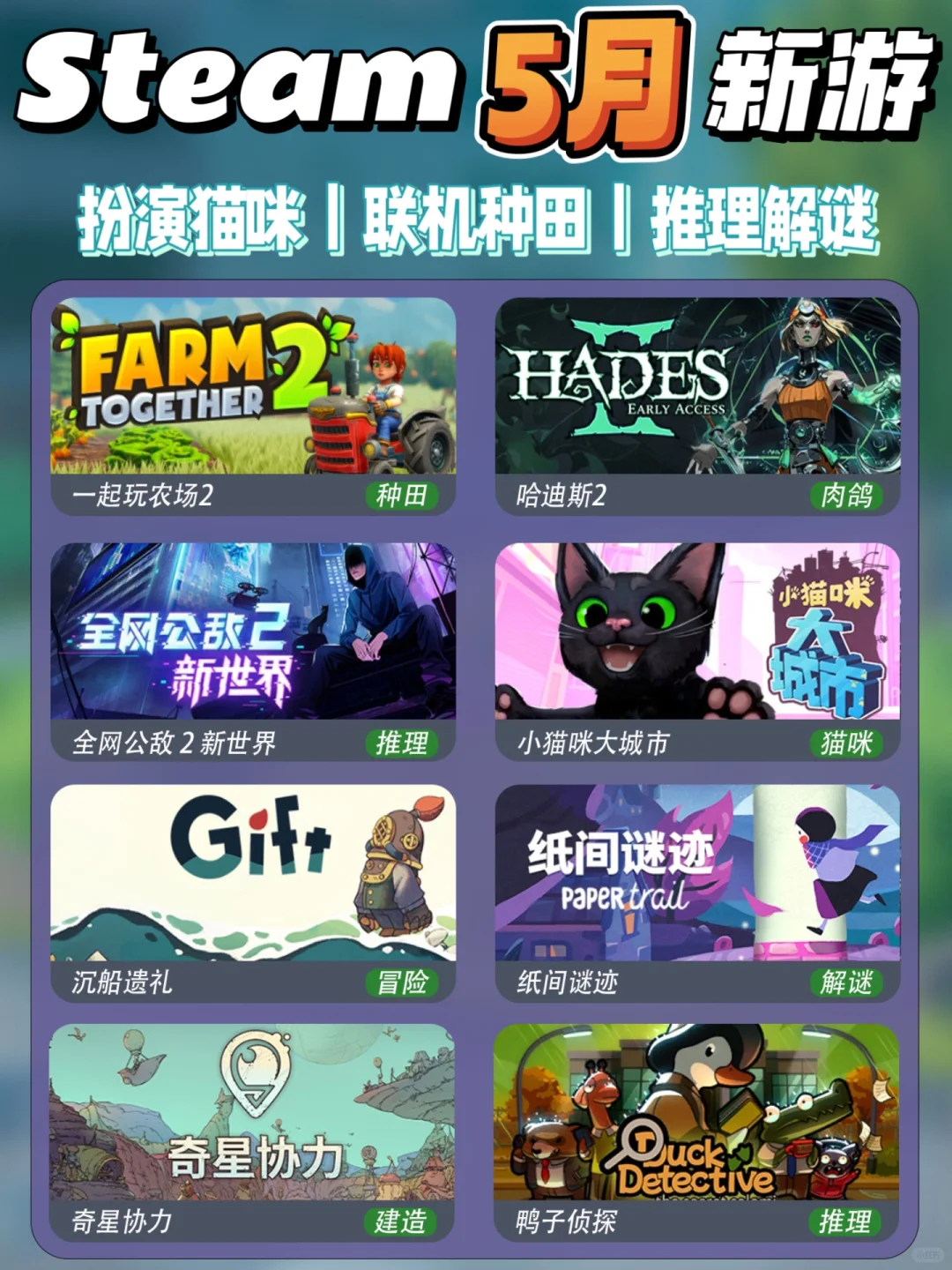 Steam五月新游‼️多款推理解谜游戏上线🥳