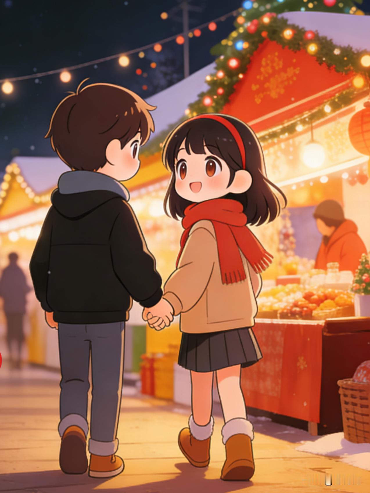 圣诞夜前夕的告白
 
平安夜前的傍晚，暖黄路灯下，男生攥着两张市集门票，手心都冒