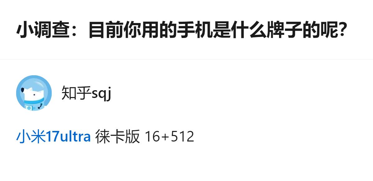 参与这个手机品牌小调查的人，用的是徕卡版16+512配置的手机。