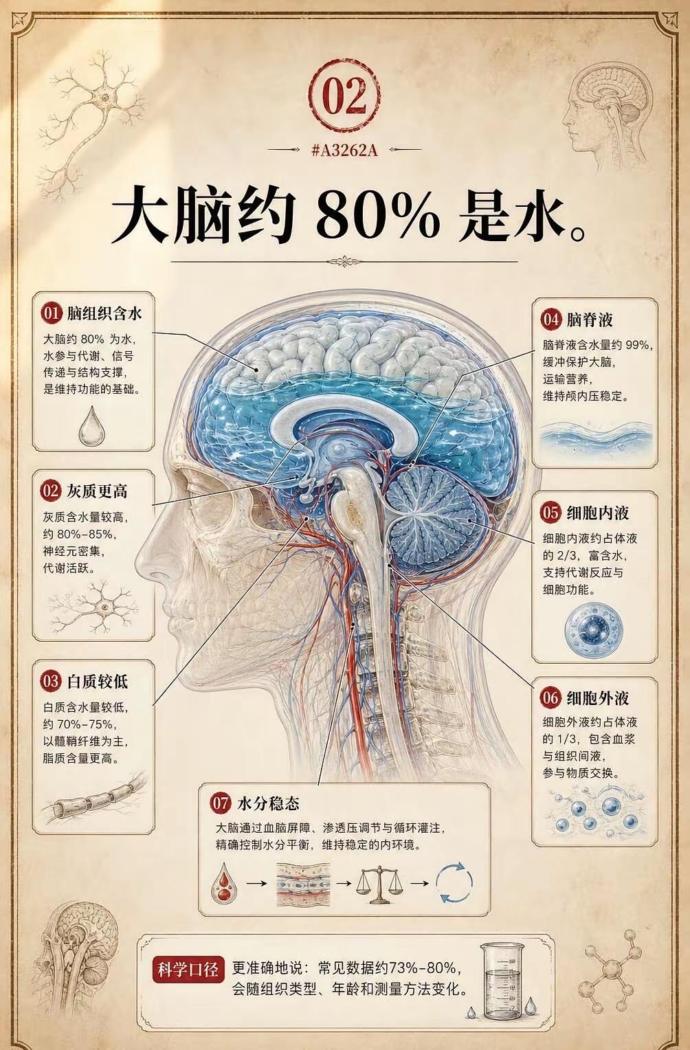 耳朵是终身生长
大脑进水是正常的，不进水是死人
人的大脑80%是水，
人的一生：