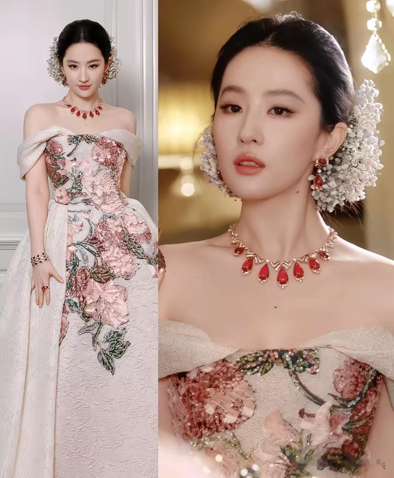 刘亦菲这造型一出来，
感觉瞬间坐不住了，
不是她的珠宝变小了，也不是她的裙子太好