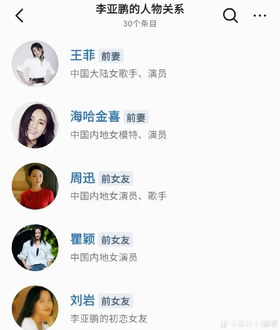 李亚鹏离婚 这么看来，前女友（妻）可以凑一个吐槽牌局了吧[震惊] ​​​