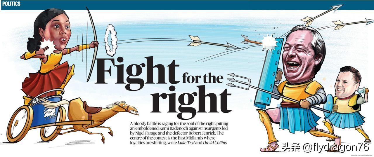 据《星期日泰晤士报》报道，这就是英国右翼选民争夺战的“血战”现状。

保守党领袖