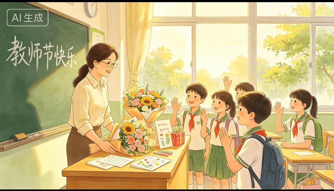 分享我这周有趣的事：教师节温柔氛围感拉满 。
本周三教师节，学校里鲜花、手写信、