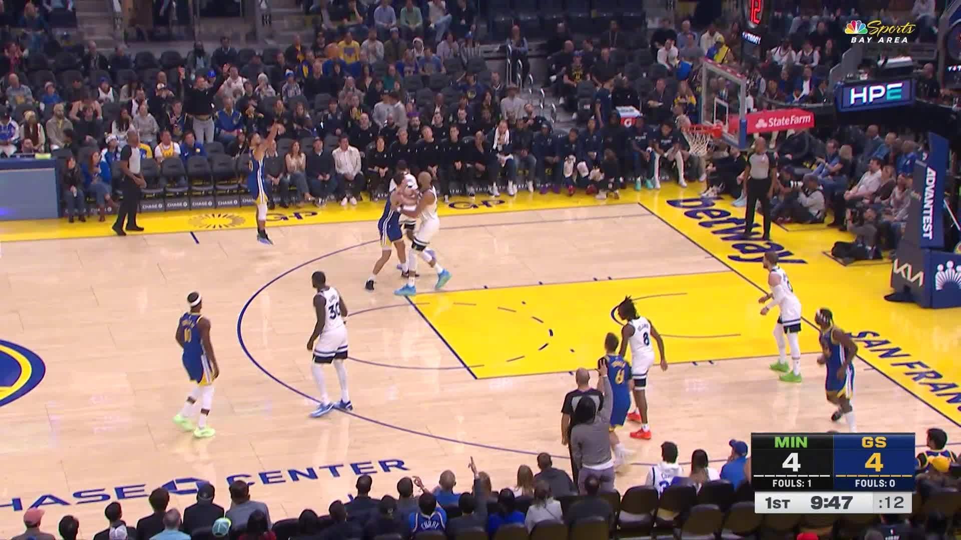 库里远投三分！森林狼vs勇士