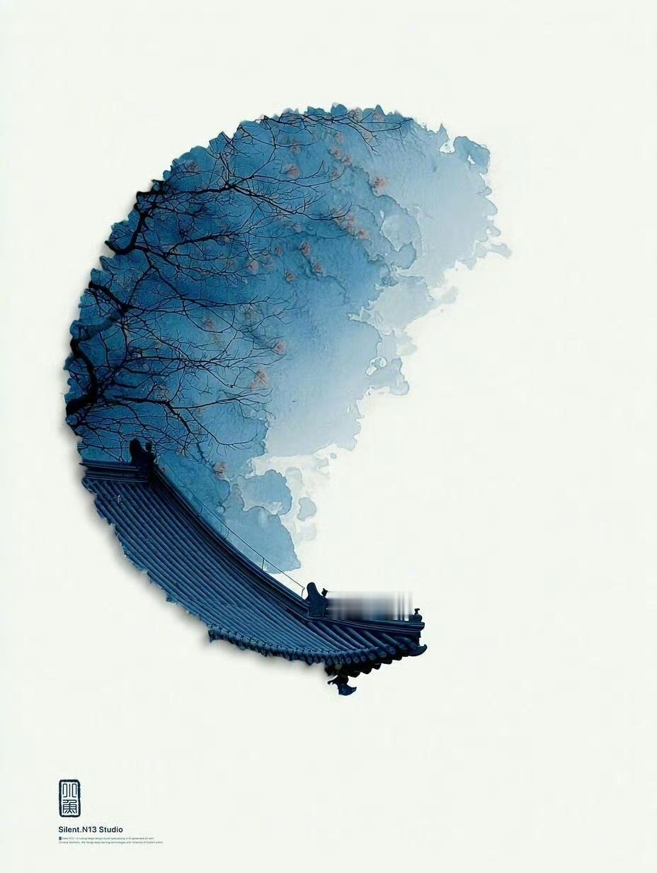 有一种悲伤，叫做空寂后的沧桑。
有一种凄美，谓之天青和墨黑的碰撞。墨色里的微光 