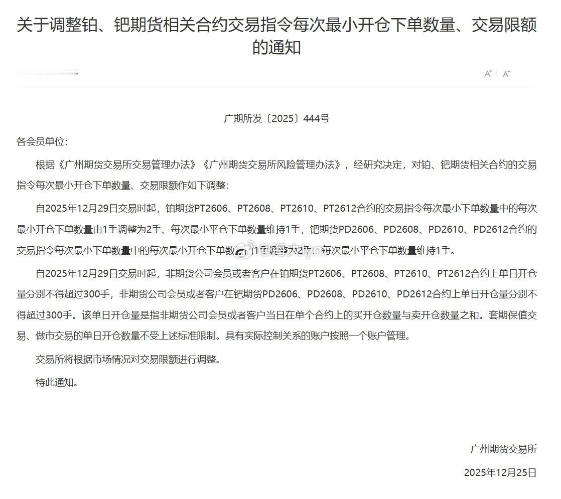 根据《广州期货交易所交易管理办法》《广州期货交易所风险管理办法》，经研究决定，对