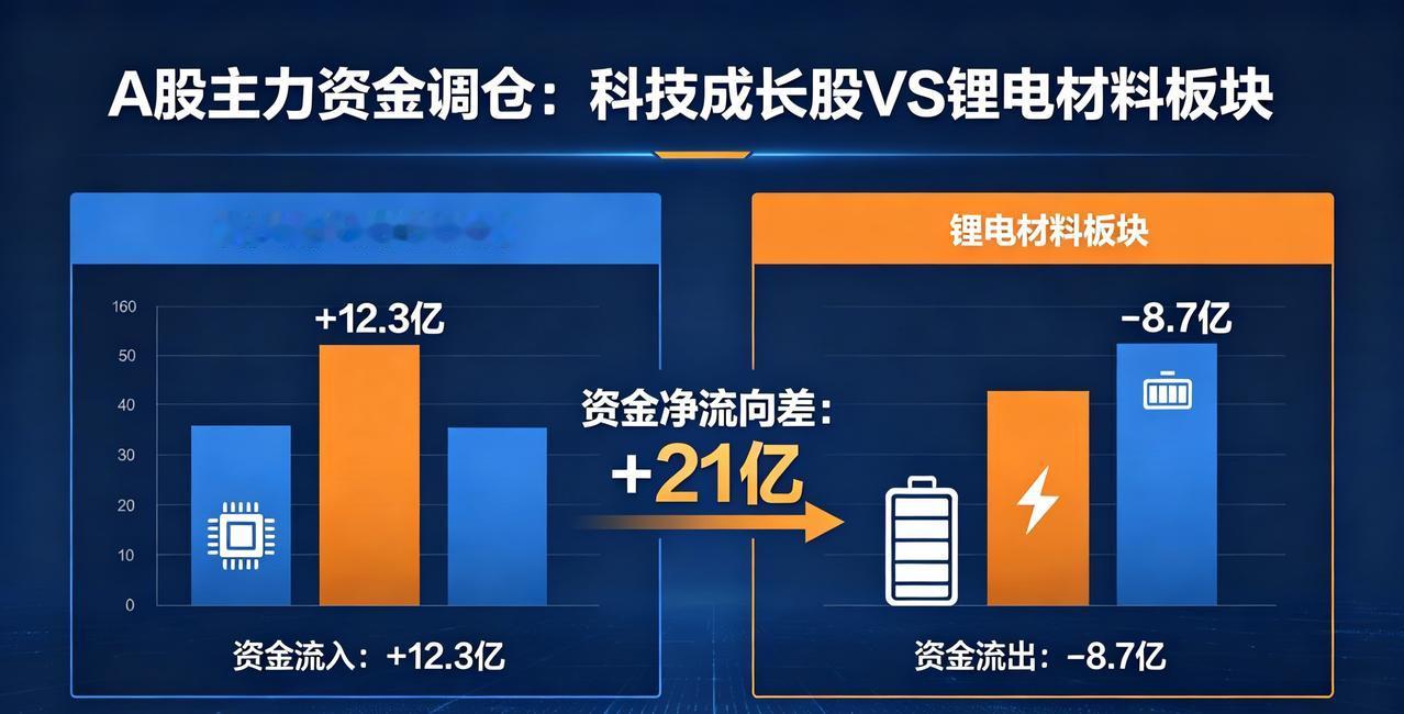 近5日主力大调仓！加仓科技成长，抛售锂电材料，后市方向明确了
近5日A股主力资金