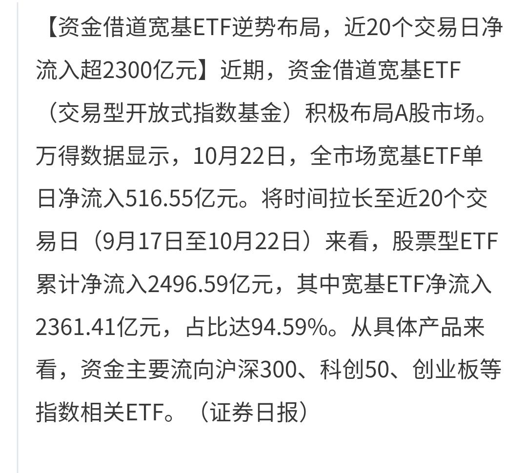 基金：跟着某队有肉吃，某队的动作就是我们前进的方向
最近资金借道宽基ETF（交易