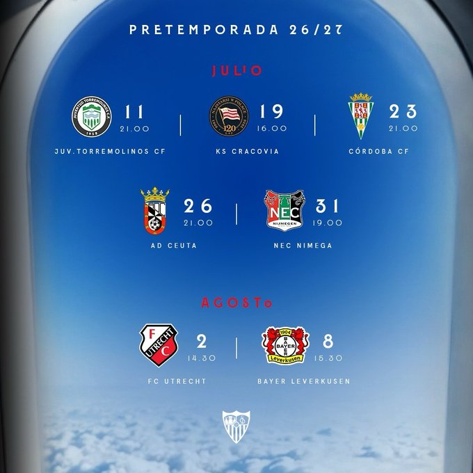 ✈️横跨3个国家，对阵7支球队期待季前热身赛的开启VamosMiSevilla⚪