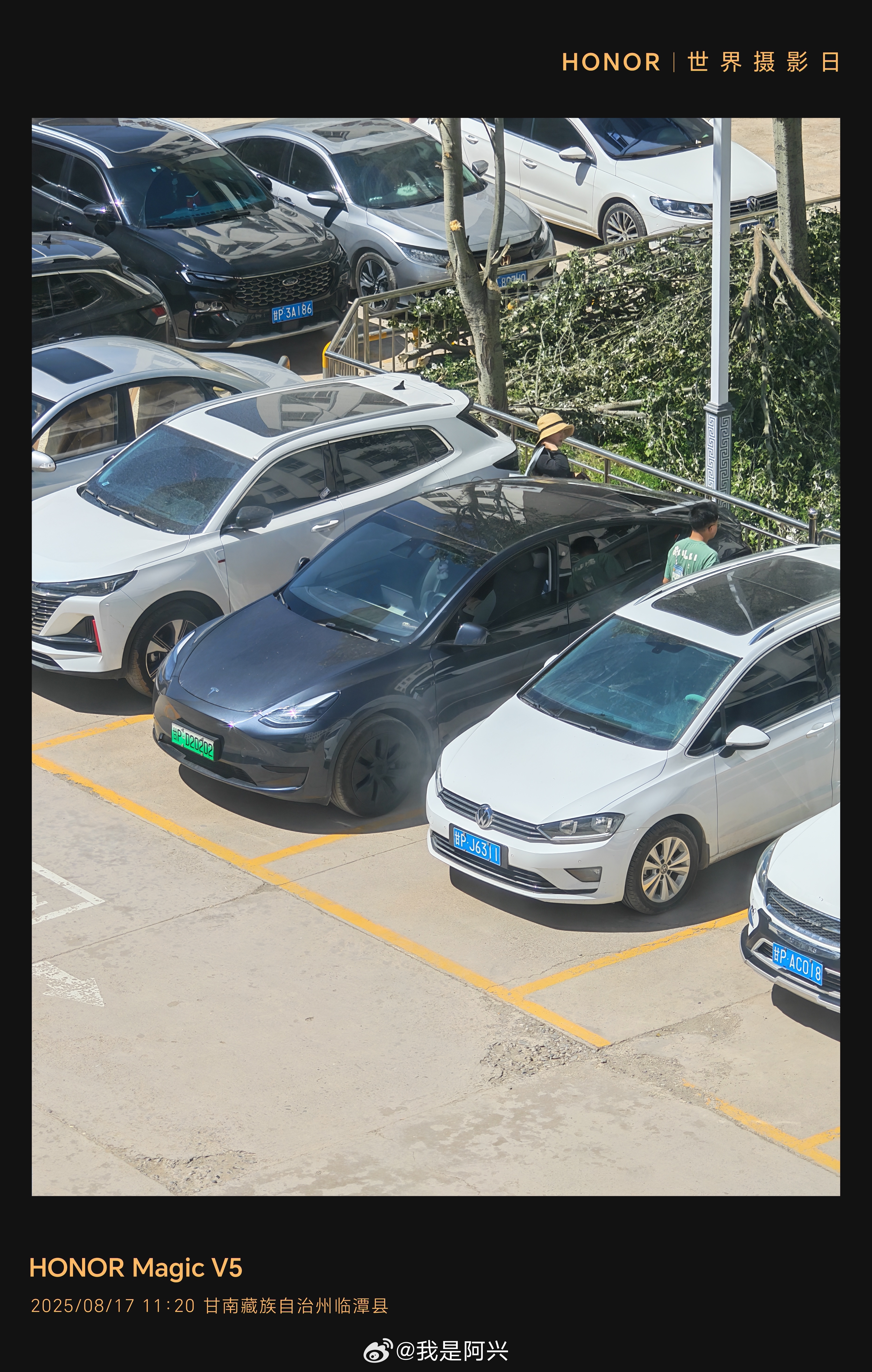 在我这里竟然看到了特斯拉Model Y，前面还看到了问界M5，看看后面能不能看到