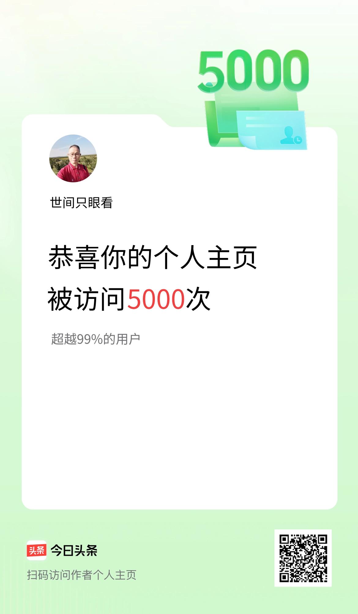 我的头条个人主页被访问5000次啦！